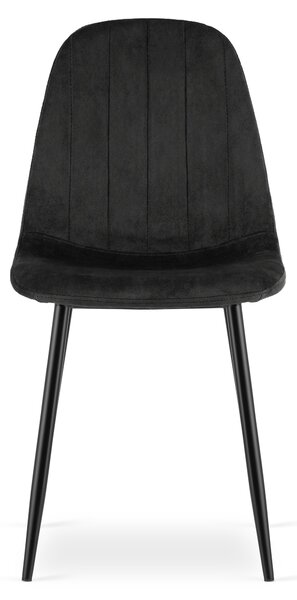 Blagovaonska stolica PADVA VELVET s crnim nogama, crna