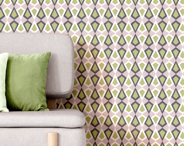 Geometrijska flis tapeta za zid, zelena, lila, 2036, Rio, Parato by Cristiana Masi | Ljepilo Gratis