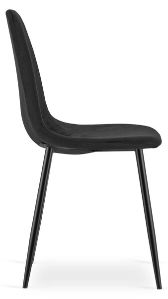 Blagovaonska stolica PADVA VELVET s crnim nogama, crna