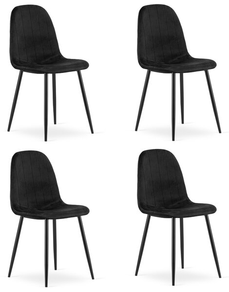 Blagovaonska stolica PADVA VELVET s crnim nogama, crna