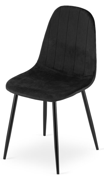 Blagovaonska stolica PADVA VELVET s crnim nogama, crna