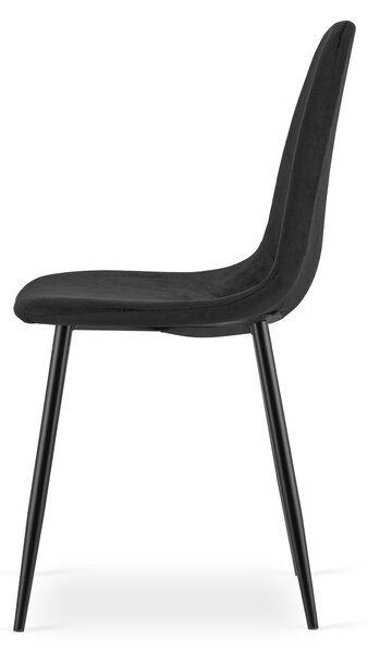 Blagovaonska stolica PADVA VELVET s crnim nogama, crna