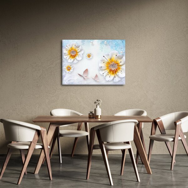 Slika - Kompozicija z rožami in metulji (70x50 cm)