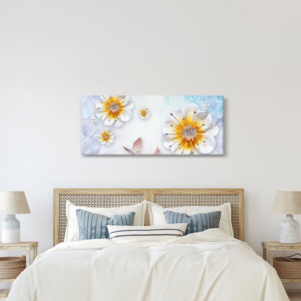 Slika - Kompozicija z rožami in metulji (120x50 cm)
