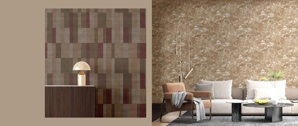 Terakota flis tapeta za zid, grančice, lišće, 43808, Terra, Cristiana Masi by Parato | Ljepilo Gratis