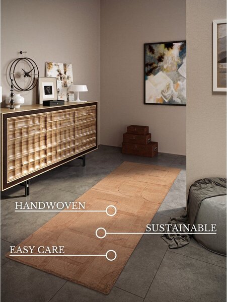 Smeđa ručno rađena vunenia staza 80x250 cm Alexis – Villeroy&Boch