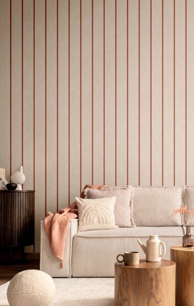 Flis tapeta za zid, bež-smeđa, imitacija tkanine, pruge, 38464, Top Stripes, Parato by Cristiana Masi | Ljepilo Gratis