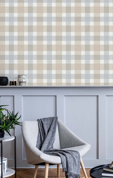 Flis tapeta za zid, bež-plava, imitacija tkanine, 38423, Top Stripes, Parato by Cristiana Masi | Ljepilo Gratis