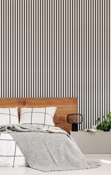 Flis tapeta za zid, crno-bijela, imitacija tkanine, pruge, 38439, Top Stripes, Parato by Cristiana Masi | Ljepilo Gratis