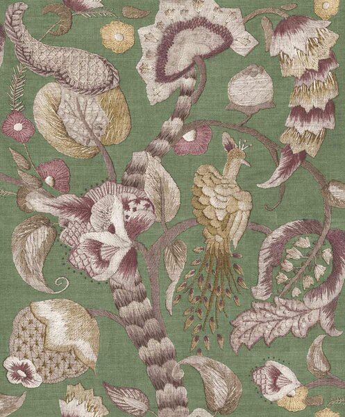 Flis tapeta za zid, ljubičasta, siva, cvjetne grančice, ptice, 5805, Jaipur, Parato by Cristiana Masi | Ljepilo Gratis