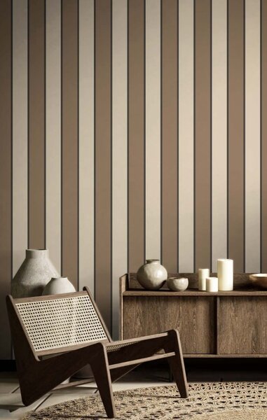 Flis tapeta za zid, smeđa, imitacija tkanine, pruge, 38469, Top Stripes, Parato by Cristiana Masi | Ljepilo Gratis