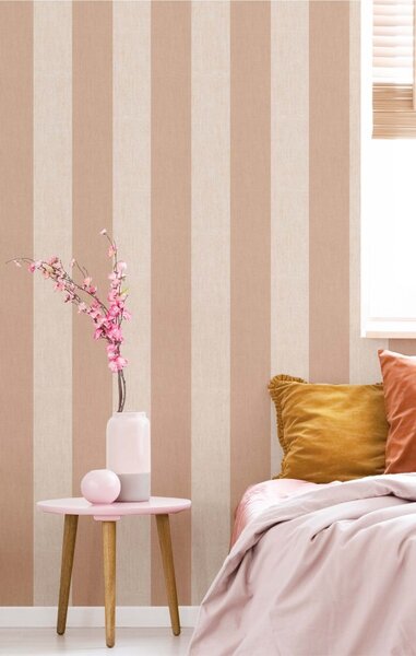 Flis tapeta za zid, smeđa, imitacija tkanine, pruge, 38478, Top Stripes, Parato by Cristiana Masi | Ljepilo Gratis