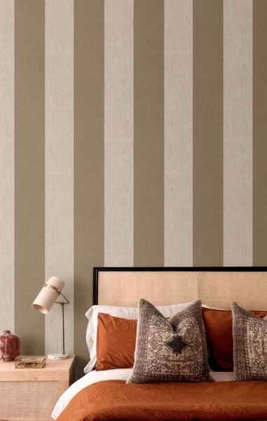 Flis tapeta za zid, smeđa, imitacija tkanine, pruge, 38479, Top Stripes, Parato by Cristiana Masi | Ljepilo Gratis