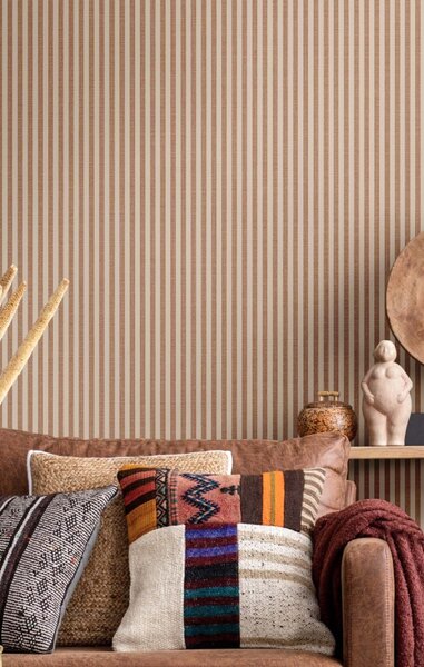 Flis tapeta za zid, smeđa, imitacija tkanine, pruge, 38488, Top Stripes, Parato by Cristiana Masi | Ljepilo Gratis