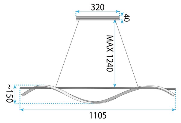 Viseća lampa LHJ019-CP 120 cm CRNA