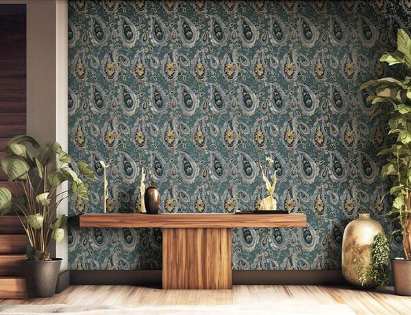 Flis tapeta za zid, ornamenti, tirkizna, 39017, Arché, Cristiana Masi by Parato | Ljepilo Gratis