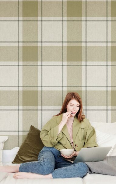 Flis tapeta za zid, zeleno-bež, imitacija tkanine, 38405, Top Stripes, Parato by Cristiana Masi | Ljepilo Gratis
