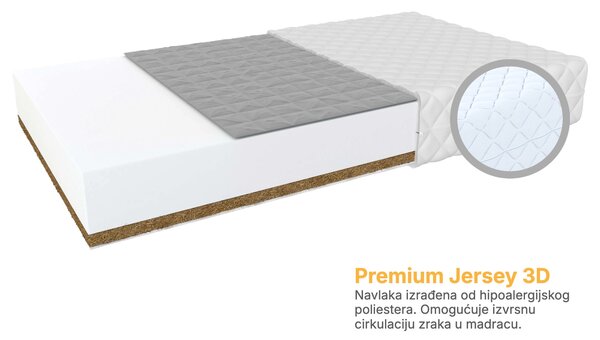 Dječji madrac od kokosa s heljdom Bambino Console 80x200 - premium Jersey