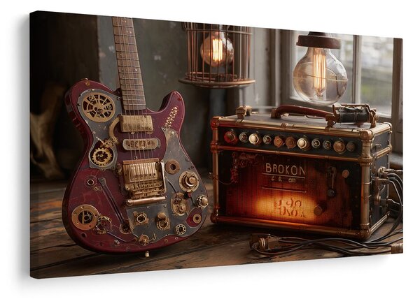 Slika gitara s retro pojačalom