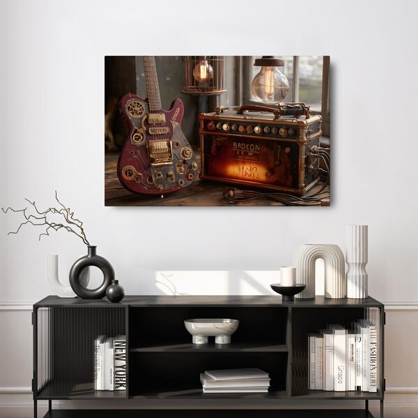 Slika gitara s retro pojačalom