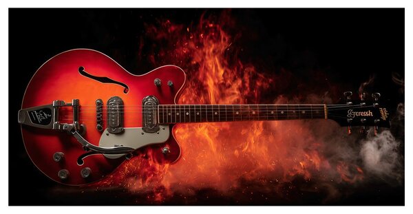 Slika električna gitara u vatri