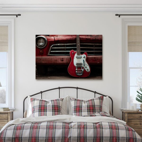 Slika vintage gitara i automobil