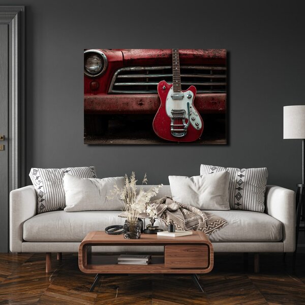 Slika vintage gitara i automobil