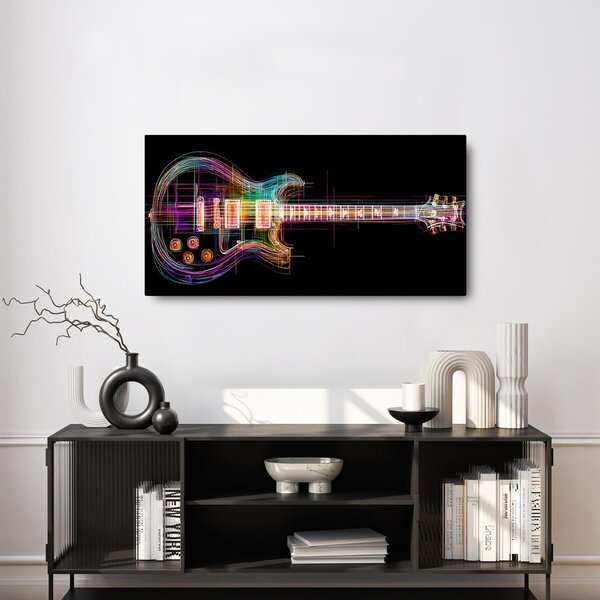 Slika neonska gitara na crnom