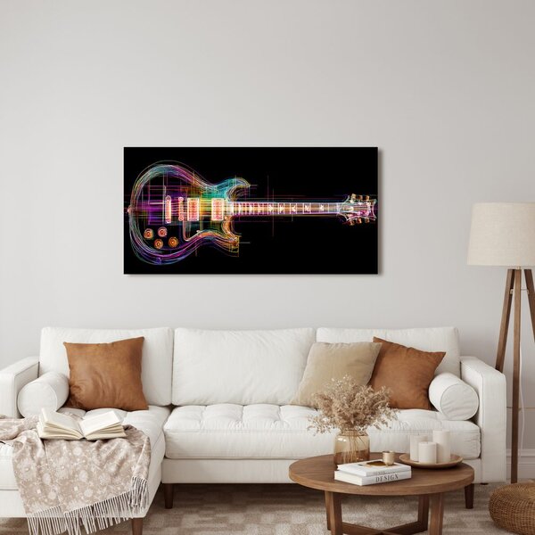 Slika neonska gitara na crnom