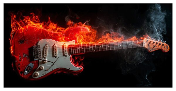 Slika električna gitara i vatra