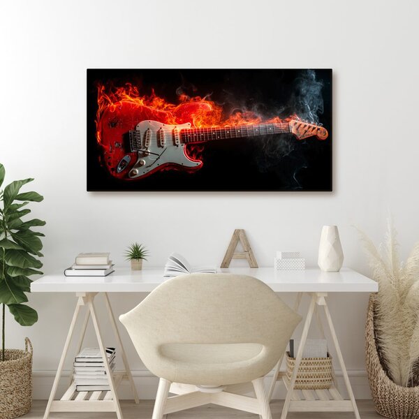 Slika električna gitara i vatra