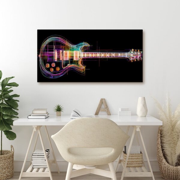 Slika neonska gitara na crnom