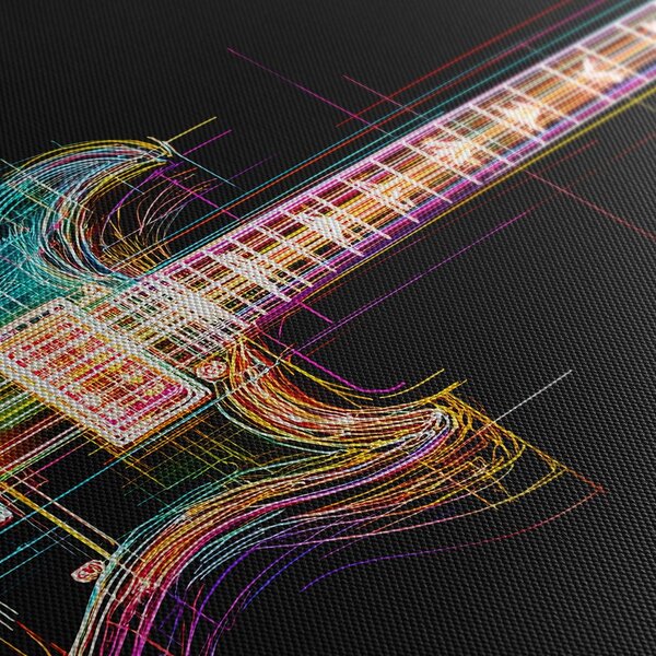 Slika neonska gitara na crnom