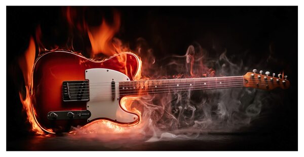 Slika goruća gitara u plamenu