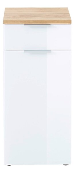 Bijeli niski kupaonski ormarić u dekoru hrasta 39x86 cm Pescara – Germania