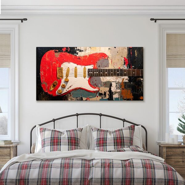 Slika crvena gitara na platnu