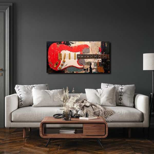Slika crvena gitara na platnu