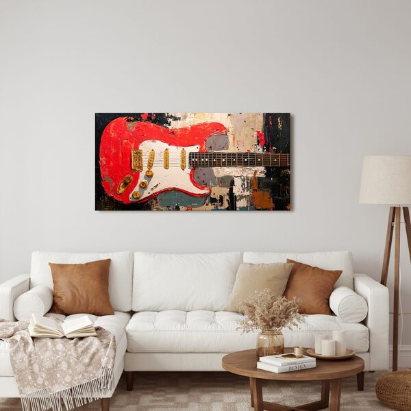 Slika crvena gitara na platnu