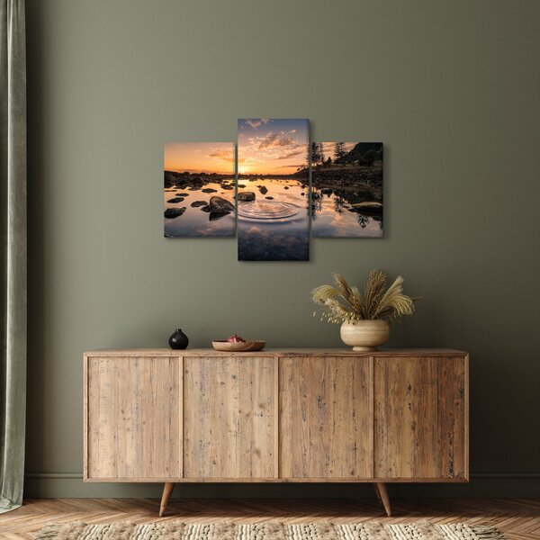 Slika - Zalazak sunca uz jezero (90x60 cm)