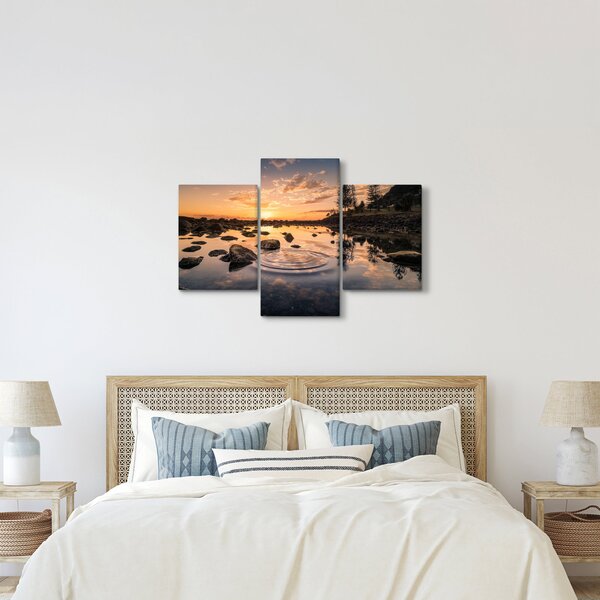 Slika - Zalazak sunca uz jezero (90x60 cm)