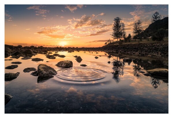 Slika - Zalazak sunca uz jezero (90x60 cm)