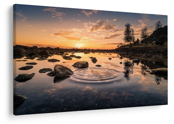 Slika - Zalazak sunca uz jezero (90x60 cm)