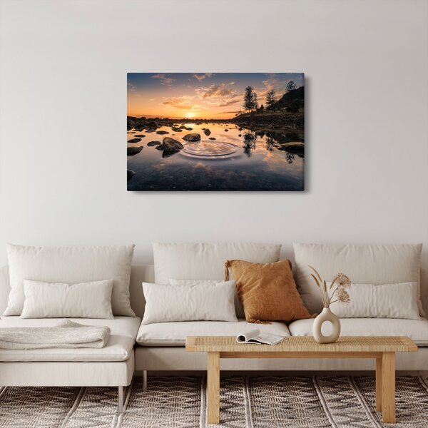 Slika - Zalazak sunca uz jezero (90x60 cm)
