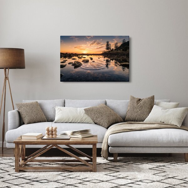 Slika - Zalazak sunca uz jezero (90x60 cm)