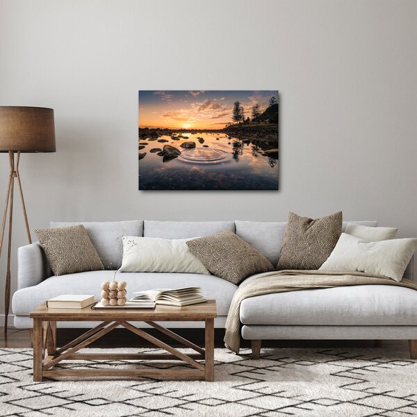Slika - Zalazak sunca uz jezero (70x50 cm)