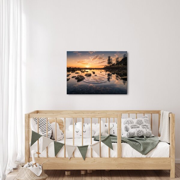 Slika - Zalazak sunca uz jezero (70x50 cm)