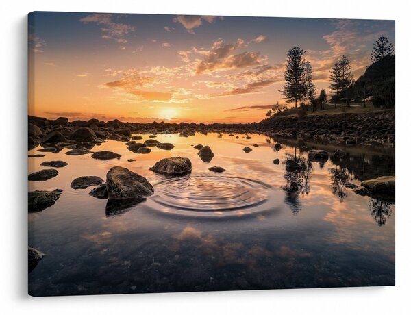 Slika - Zalazak sunca uz jezero (70x50 cm)
