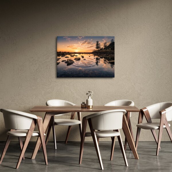 Slika - Zalazak sunca uz jezero (70x50 cm)