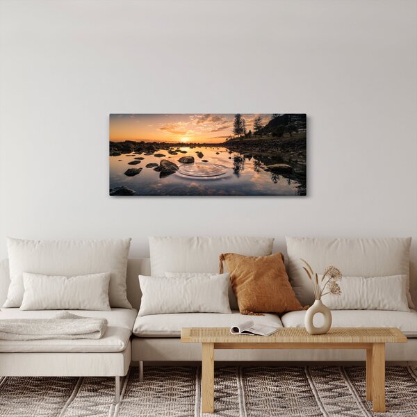 Slika - Zalazak sunca uz jezero (120x50 cm)