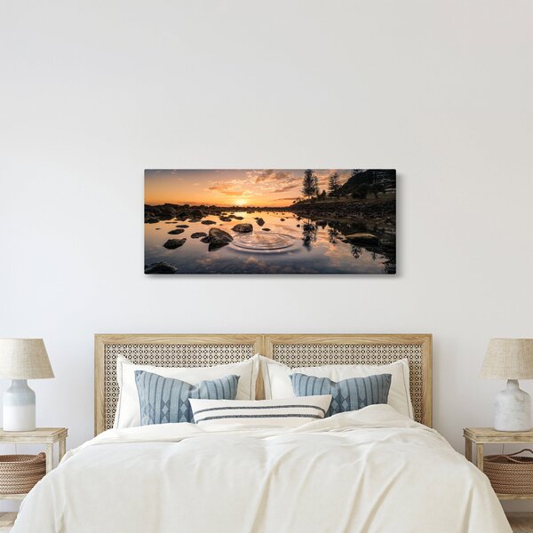 Slika - Zalazak sunca uz jezero (120x50 cm)